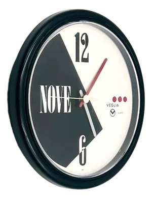 Geometric Wall Clock with Lacquered Black Frame from Veglia Borletti Milano, 1980s
