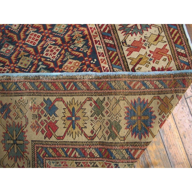 1890s Blue Navy Geometric Antique Caucasian Shirvan Runner Carpet 3'3" X 9'3" Handknotted Wool Rug For Sale - Image 14 of 14