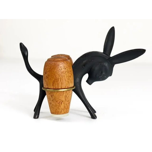 American Donkey Salt and Pepper Shakers with Holder by Walter Bosse for Hertha Baller, Austria, 1950s, Set of 3 For Sale - Image 3 of 9