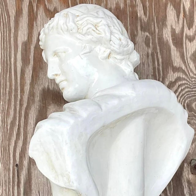 Vintage Boho Global Views Glazed Terra Cotta Bust For Sale - Image 12 of 13
