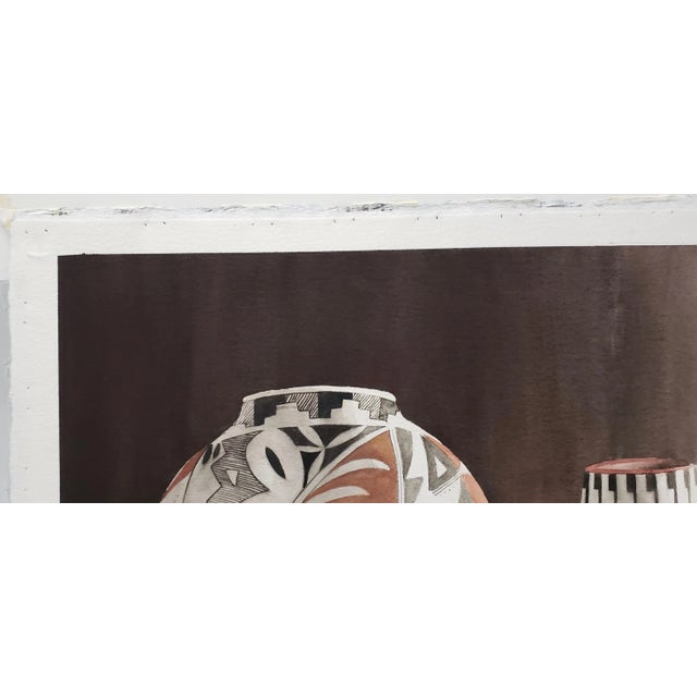 1980s Camille Young (American, 20th C.) "Southwest Pottery" Original Watercolor C.1987 For Sale - Image 5 of 11