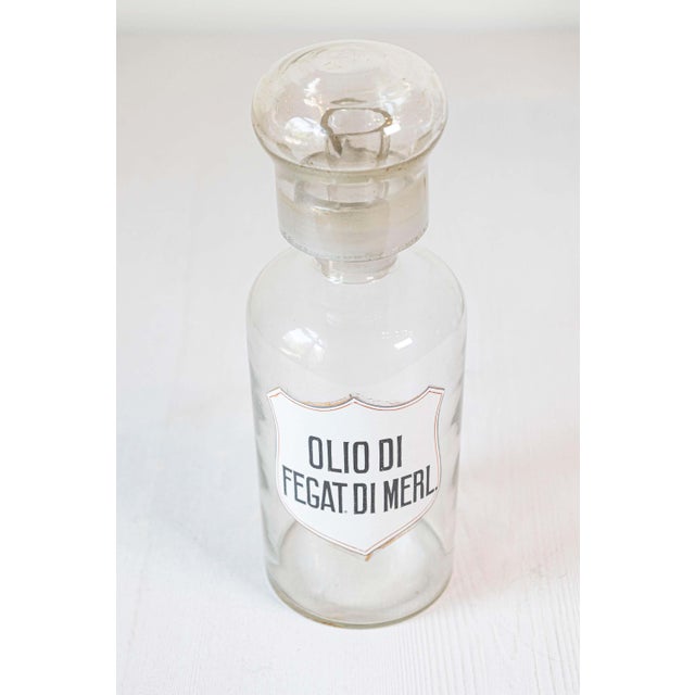 4 Vintage Italian Glass Pharmacy Jars with Labels, Sold Each For Sale In Atlanta - Image 6 of 8