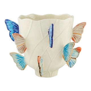 Bordallo Pinheiro Cloudy Butterflies by Claudia Schiffer Vase, 9" For Sale