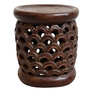 Vintage Bamileke Tribal Boho Side Table / Stool For Sale