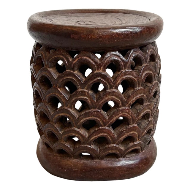 Vintage Bamileke Tribal Boho Side Table / Stool For Sale