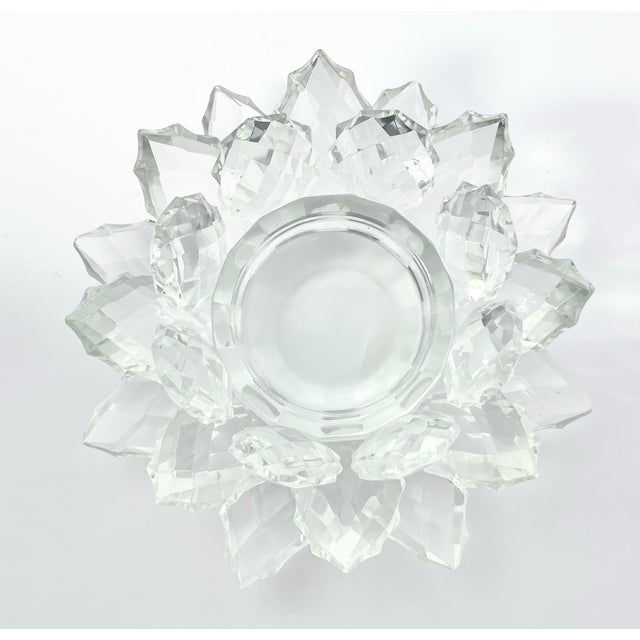 2000 - 2009 Shannon Crystal Godinger Large Faceted Crystal Lotus Pillar Candle Holder For Sale - Image 5 of 6