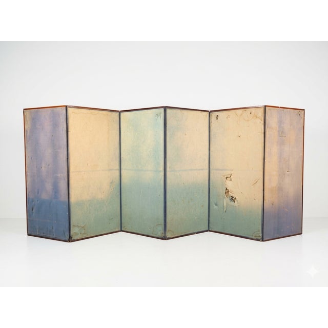 Japanese Enchanting Japanese Byobu Meiji Period Hand Painted Folding Screen Late 19th Century For Sale - Image 3 of 8