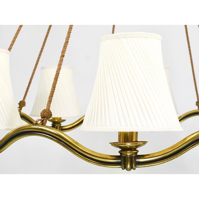 1940s Large Viennese Modernism Curved Brass Wave Chandelier by Hugo Gorge, 1940s For Sale - Image 5 of 18