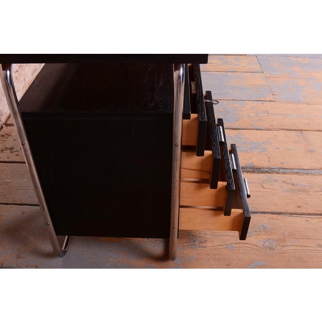Bauhaus Writing Desk in Oak and Chrome from Robert Slezák, Czech, 1930s For Sale - Image 6 of 16