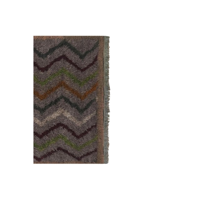 Mid-Century Modern Turkish Gray Wool Shaggy Tulu Runner 2'10" X 7' For Sale - Image 3 of 13