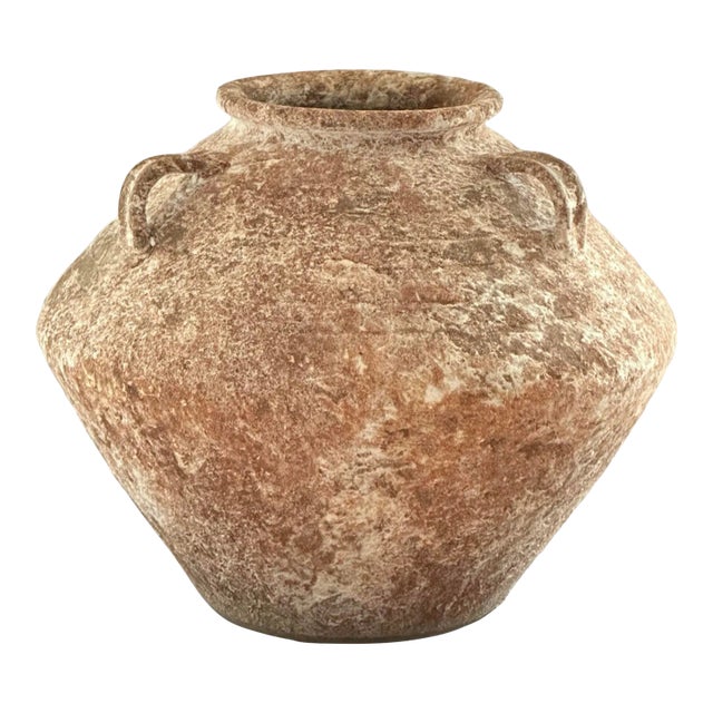 2000s Rustic Terracotta Pottery Vase With Handles For Sale