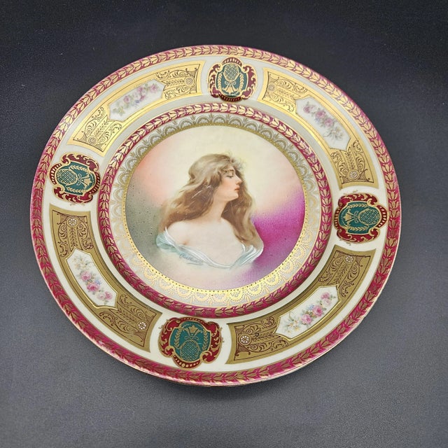 Ceramic Art Nouveau Hand-Painted Porcelain Plate from Schwarzburg, 1890s For Sale - Image 7 of 7
