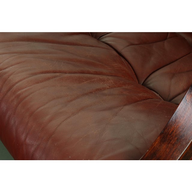 Bentwood Afromasia Chair in Oxblood Red Leather with Matching Ottoman - 2 Pieces For Sale - Image 9 of 11