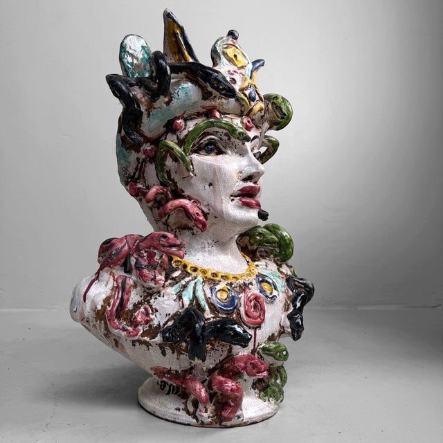 Contemporary Anthropomorphic Ceramic Bust Vase by Gennaro Condurso, Seminara, Italy, 2010s For Sale - Image 3 of 17