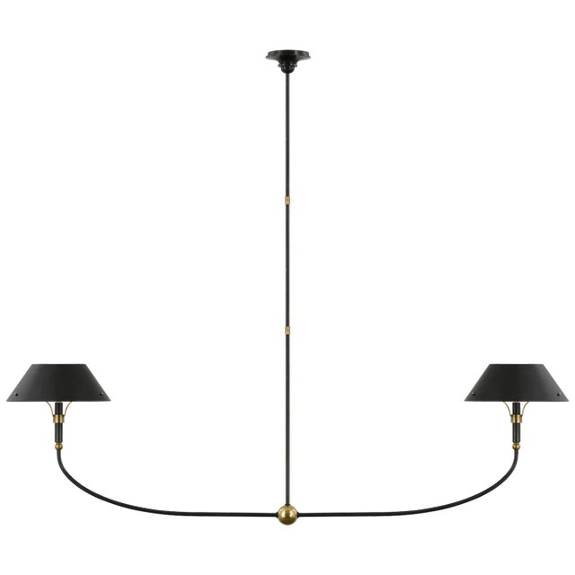 Turlington XL Linear Chandelier in Bronze and Hand-Rubbed Antique Brass with Bronze Shade Designer: Thomas O'Brien Fixture...