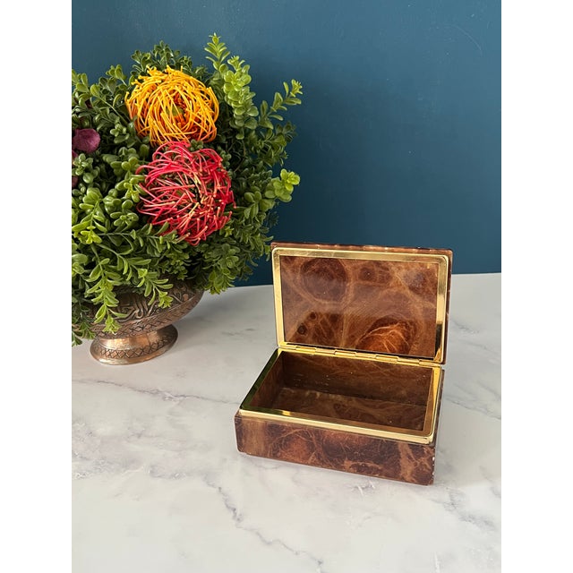 Vintage Red Alabaster & Brass Mounted Jewelry Box For Sale - Image 11 of 14