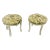 Pair Round French Painted Ottoman or Stools W. Pheasant Upholstery For Sale