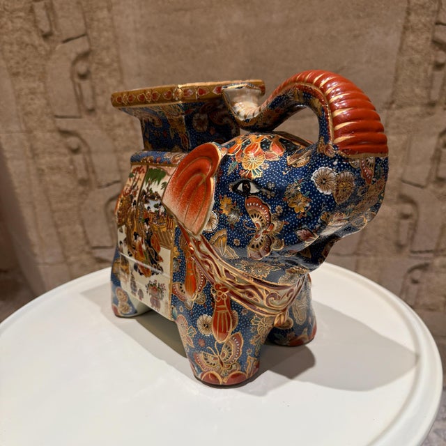 Ceramic Japanese Porcelain Satsuma Style Elephant Figures For Sale - Image 7 of 18