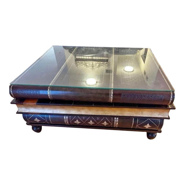 Vintage MaitlandSmith Genuine Leather Coffee Cocktail Library Table