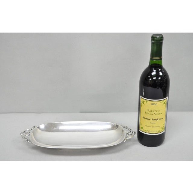 Art Nouveau Vintage Denmark Gidom Fraberg Designed Silver Plated Narrow Trinket Candy Dish For Sale - Image 3 of 11