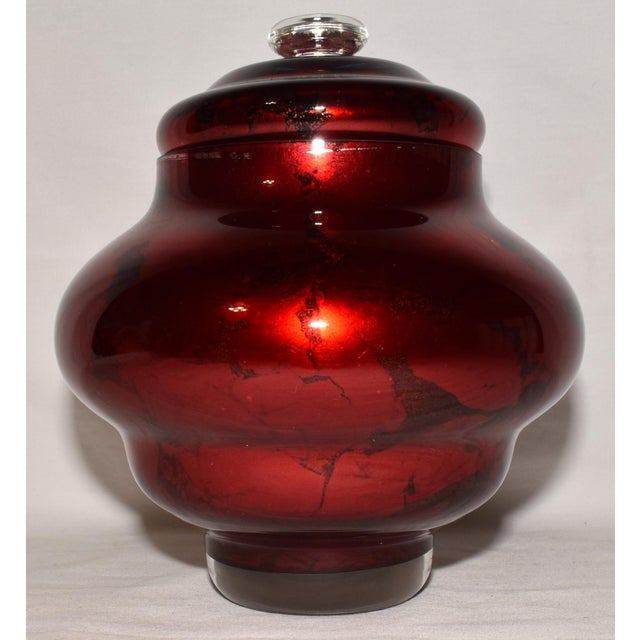 Vintage Mid Century Modern Red Mercury Glass Lidded Jar Chairish