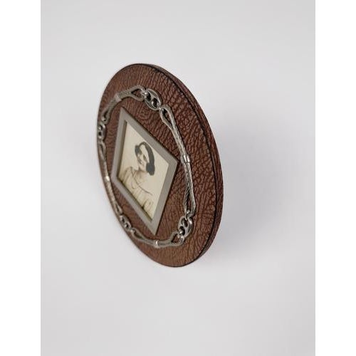Vintage Nautical Picture Frame with Marine Chains and Leather in the style of Gucci, 1970s For Sale - Image 12 of 14