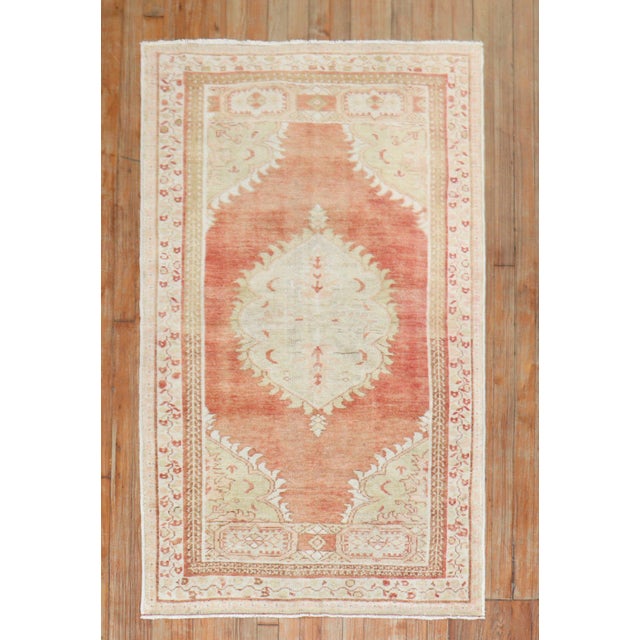 Textile Vintage Zabihi Collection Soft Red Turkish Rug For Sale - Image 7 of 8