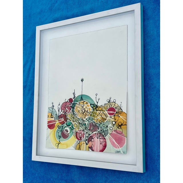 2010s Modern Organic Watercolor Pen & Ink Signed Original 2014 For Sale - Image 5 of 8