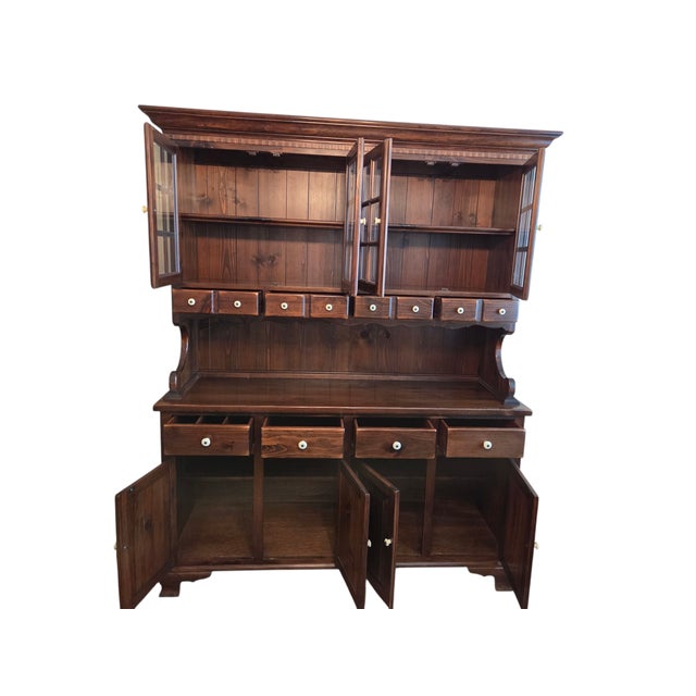 Ethan Allen Old Tavern Pine Apothecary Cabinet Hutch Display Breakfront Shelf For Sale - Image 10 of 17
