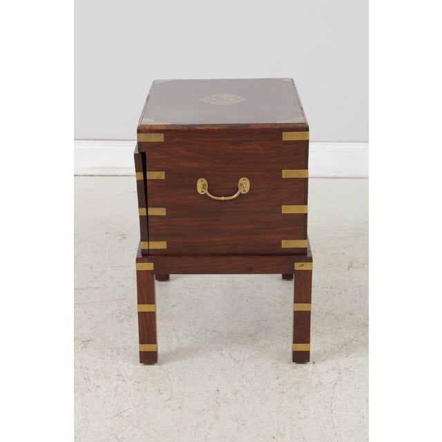 Vintage Asian Inspired Brass Inlaid Box on Stand For Sale - Image 14 of 15