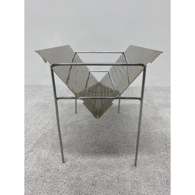 Mid-Century Brazilian Modern Perforated Chrome Magazine Rack, 1960s For Sale - Image 13 of 13