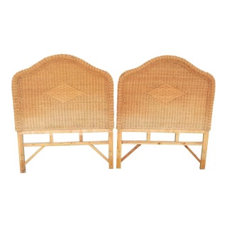 Vintage Wicker Arched Top Headboards- a Pair For Sale
