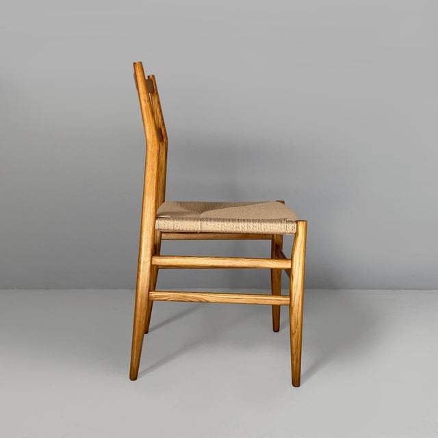 Cassina Mid-Century Modern Italian Straw and Wood Leggera Chairs by Gio Ponti for Cassina, 1960s, Set of 6 For Sale - Image 4 of 16