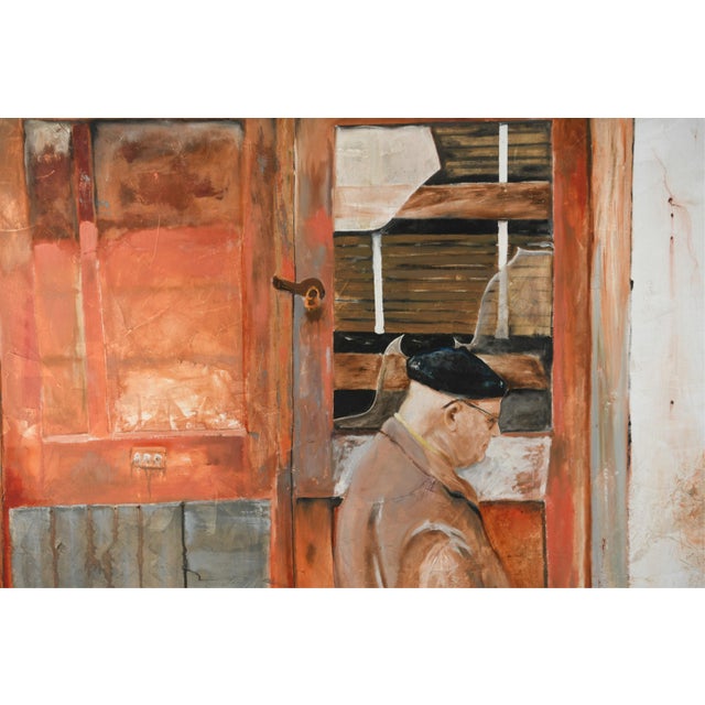 Joellyn T Duesberry Wall on Wharf Street, #513, New Orleans, LA 1976. Oil on linen Dimensions: (Frame) H 50.5" x W 66.5"....