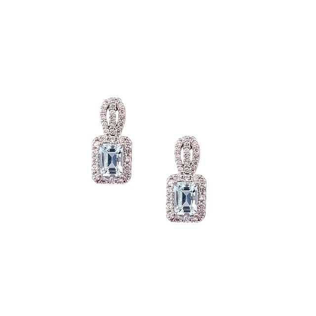 Natural Aquamarine Diamond Earrings 14k Gold 2.74 TCW Certified For Sale - Image 11 of 12