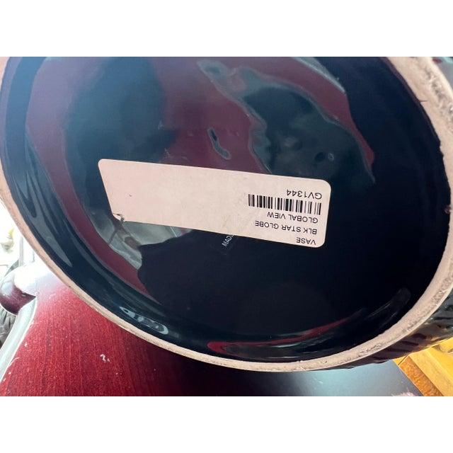 Modern Decorative Ebony Vase in a Large Round Shape . Made by Global Views Co.