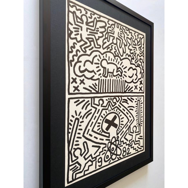 Keith Haring Vintage 1982 Lithograph Print " Nuclear Disarmament " Framed Pop Art Poster For Sale In Kansas City - Image 6 of 15