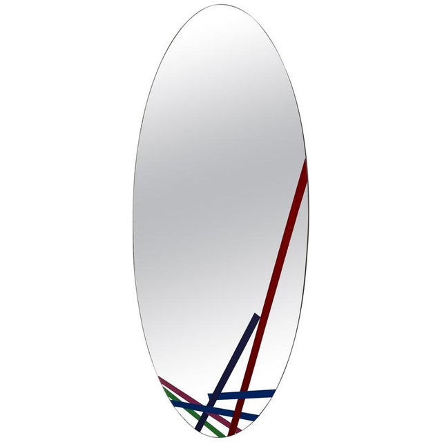 Brown Large Oval Mirror attributed to Piero Dorazio, 1978 For Sale - Image 8 of 8