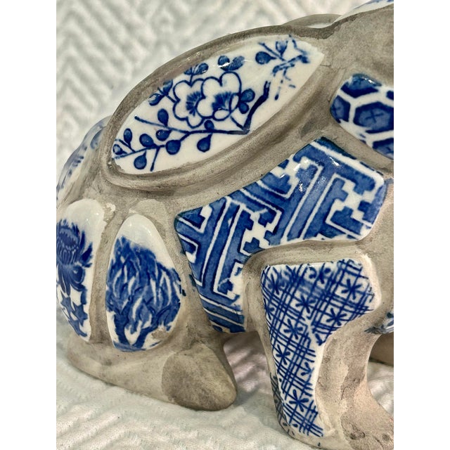 Blue 1980 Nancy Lopez Blue and White Bunny Rabbit Porcelain Candle Holder For Sale - Image 8 of 9