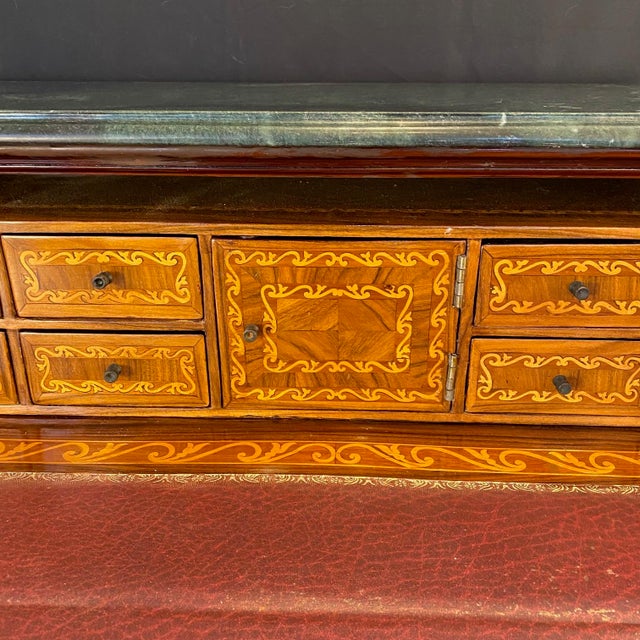 Italian Italian Marquetry Marble Top Commode Secretary Desk For Sale - Image 3 of 12