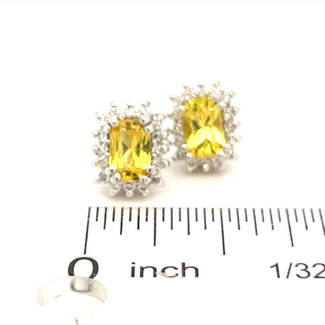 Natural Sapphire Diamond Stud Earrings 14k W Gold 1.71 TCW Certified For Sale - Image 13 of 17