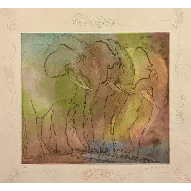 Stanley Boxer, Stanley Boxer Aquatint Intaglio Etching Elephant Herd Abstract Expressionist, 1979 For Sale - Image 10 of 14