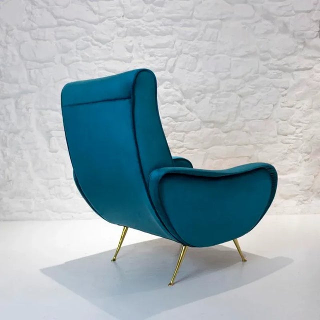 1950s Mid-Century Italian Blue Lounge Chair, 1950s For Sale - Image 5 of 9