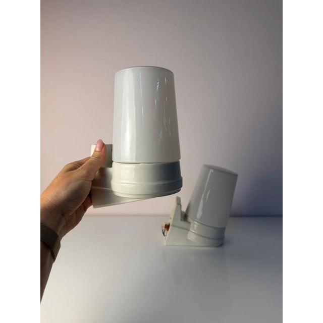 Sigvard Bernadotte Model 6070 Wall Lamp in White by Sigvard Bernadotte for Ifö, Set of 2 For Sale - Image 4 of 11