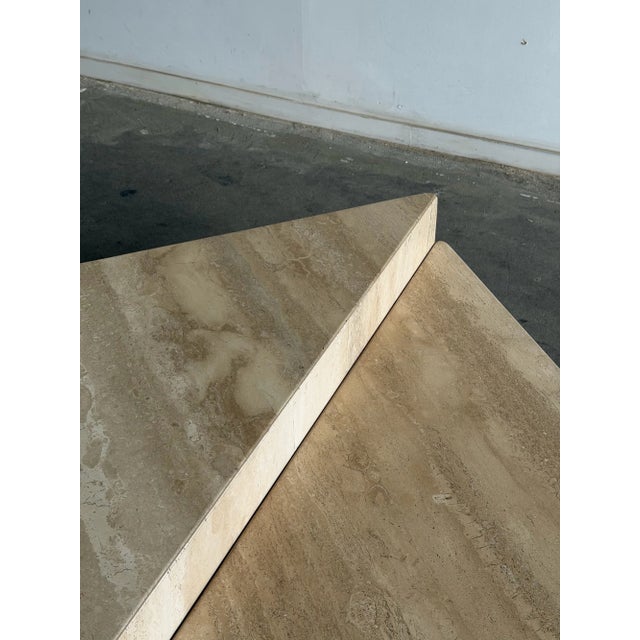 1970s Honed Travertine Coffee Table Set - Two Piece For Sale In Los Angeles - Image 6 of 18