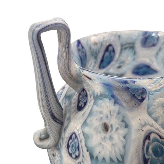 Antique Fratelli Toso Murano Matte Millefiori Murrine Handled Vase 6" For Sale - Image 9 of 15