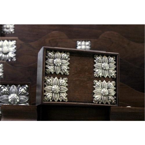 Desk Set in Rosewood and Silver Applications, Set of 6 For Sale - Image 4 of 8