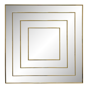 Op Art Square Brass Framed Mirror