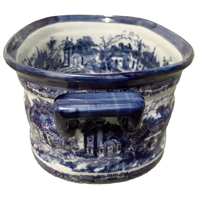 Vintage Blue and White Toile Footbath For Sale In Chicago - Image 6 of 6