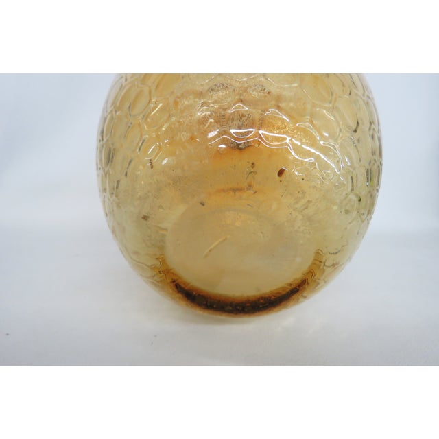 Amber Glass Apple Sculpture Large Mid Century Modern Honeycomb Pattern 5086b For Sale In Miami - Image 6 of 11